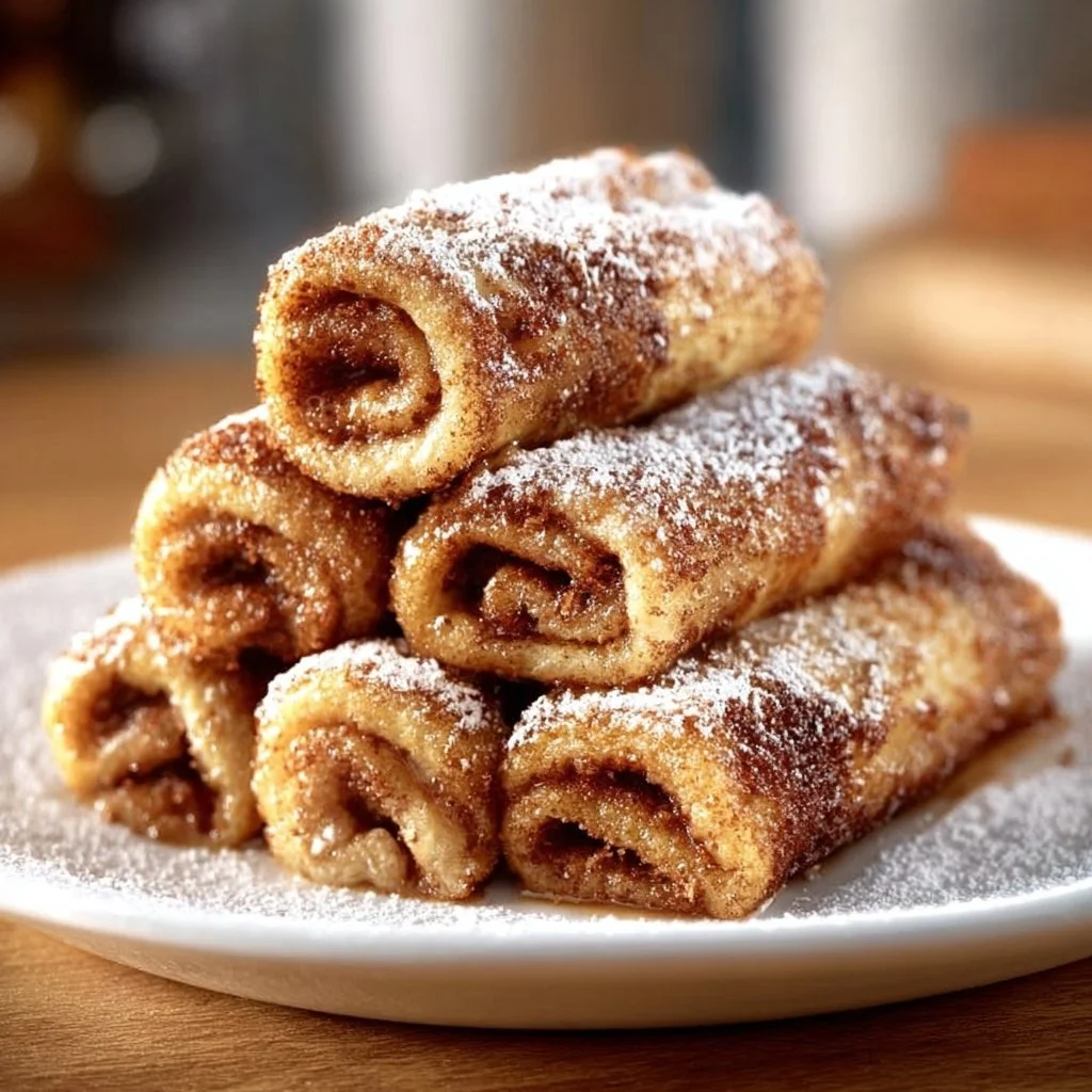 Delicious Cinnamon French Toast Roll Ups served on a plate
