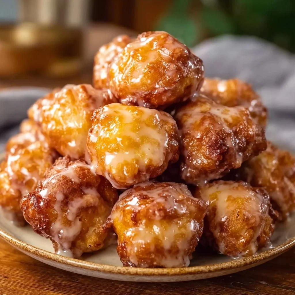 Delicious homemade Apple Fritter Bites with chunks of apple