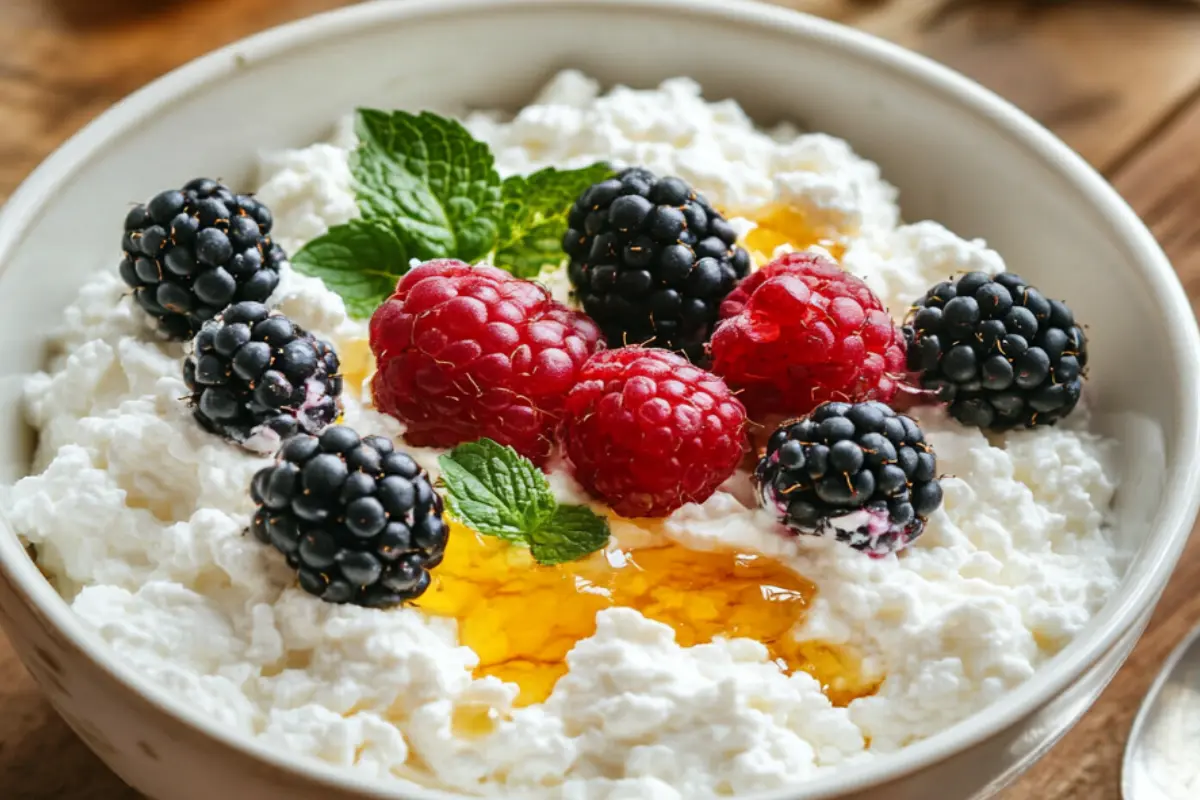 High-protein cottage cheese with fresh berries