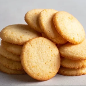 Baked butter cookies on a cooling rack, golden and delicious.