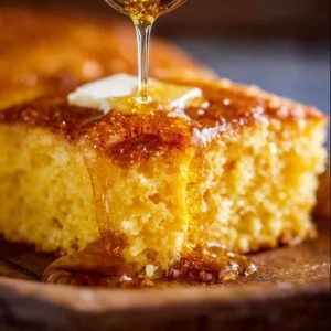 Delicious freshly baked homemade cornbread served warm with butter.