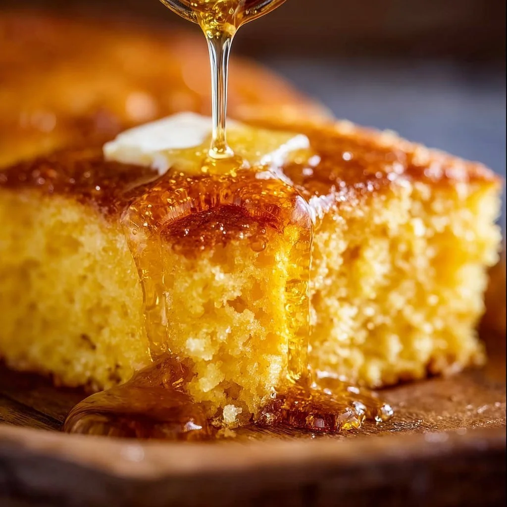 Delicious freshly baked homemade cornbread served warm with butter.