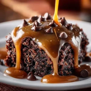 Delicious Chocolate Caramel Dump Cake with gooey chocolate and caramel toppings