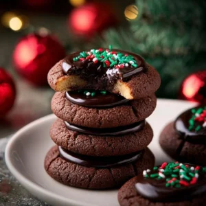 Delicious chocolate thumbprint cookies with creamy filling