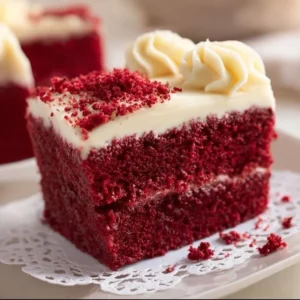Delicious classic red velvet cake with cream cheese frosting