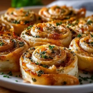 Crack Chicken Pinwheels with creamy filling and fresh herbs on a serving platter