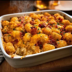 Delicious Cracked Out Chicken Tater Tot Casserole recipe on a plate