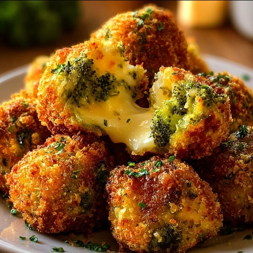 Delicious crispy broccoli cheese balls served as a healthy snack