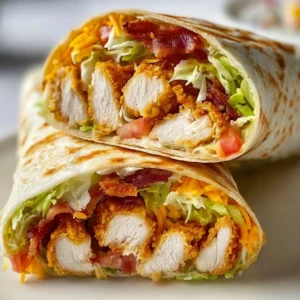 Crispy Chicken Bacon Ranch Wrap with fresh ingredients and crispy chicken