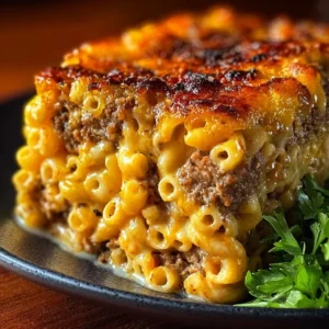 Delicious Mac and Cheese Meatloaf Casserole served with a side salad.