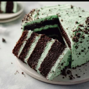 Delicious Mint Chocolate Cake with rich chocolate frosting and fresh mint leaves