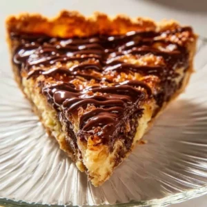 Samoas Cookie Pie topped with caramel and coconut, a delicious dessert treat.