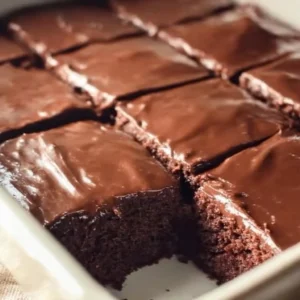 Delicious Chocolate Texas Sheet Cake topped with chocolate frosting