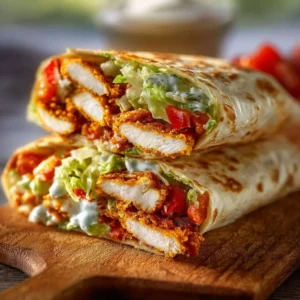 Delicious chicken crunch wrap filled with fresh ingredients and crispy texture.