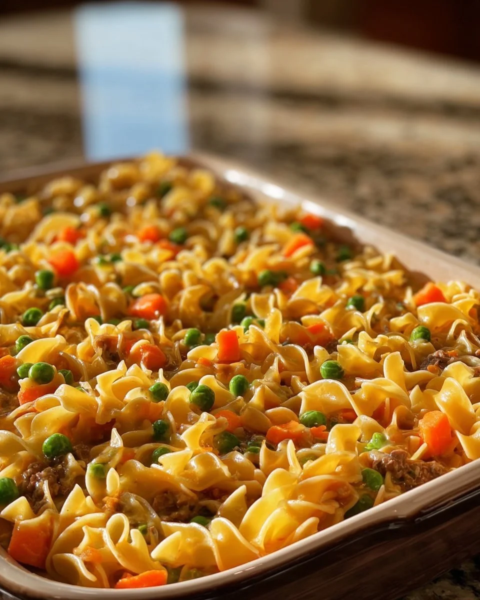 Amish Sunday Savior Casserole baked in a dish, ready to serve