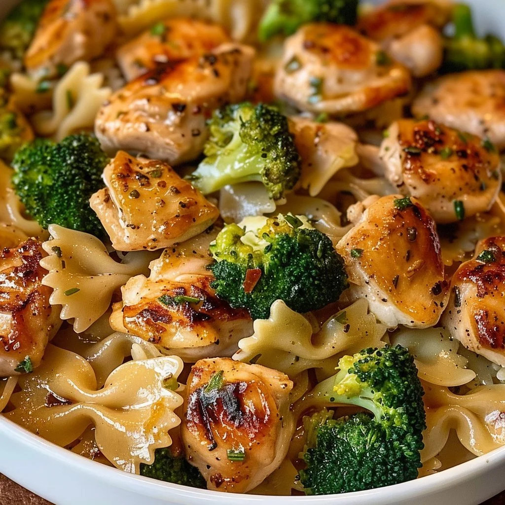 Cowboy Butter Lemon Bowtie Chicken with Broccoli