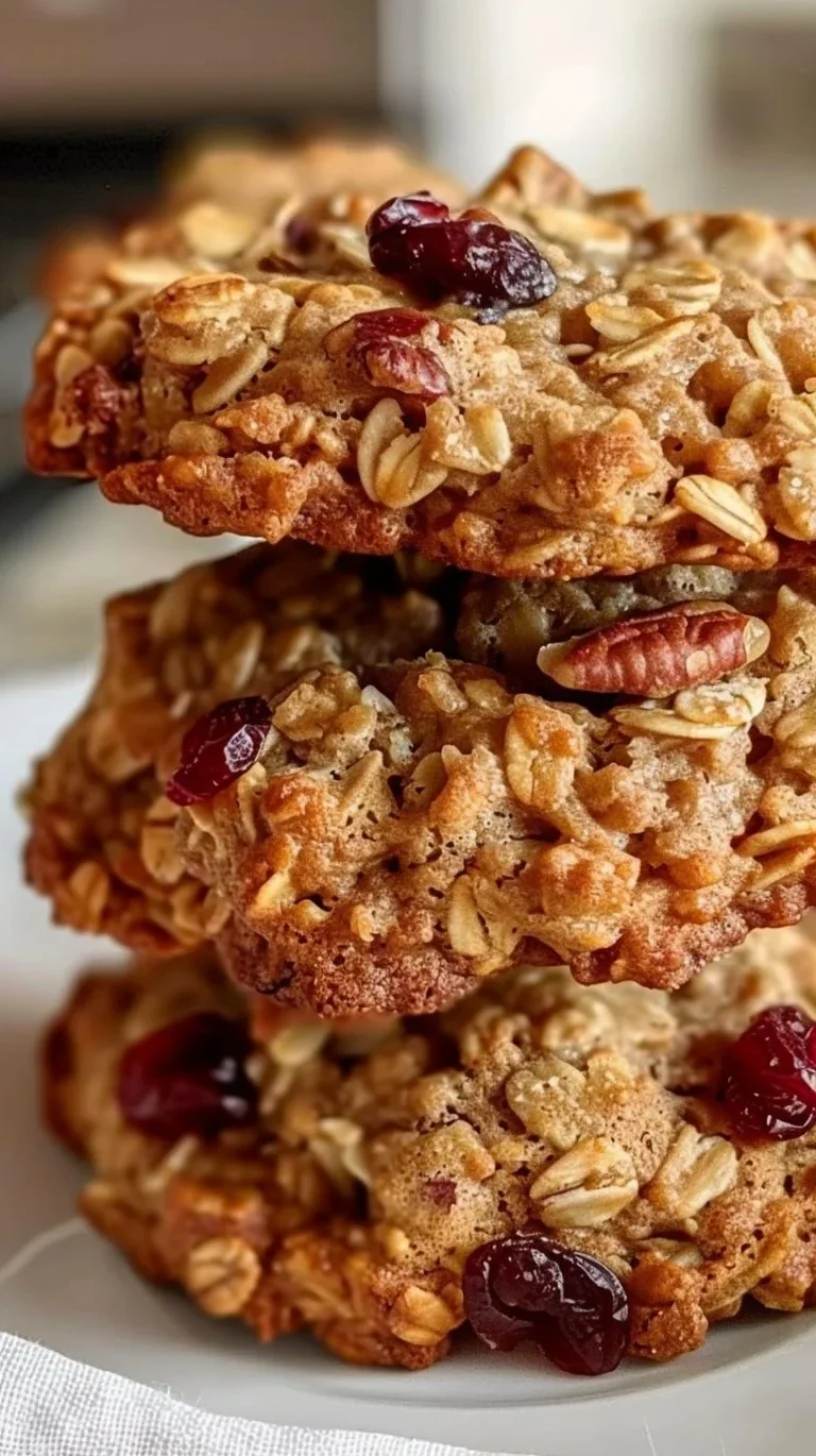 Delicious cranberry walnut oatmeal cookies stacked and ready to eat