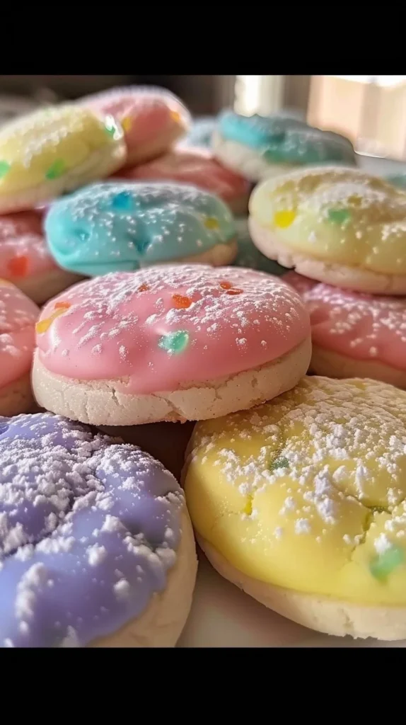 Colorful Easter Day Jello Cookies arranged on a festive platter.