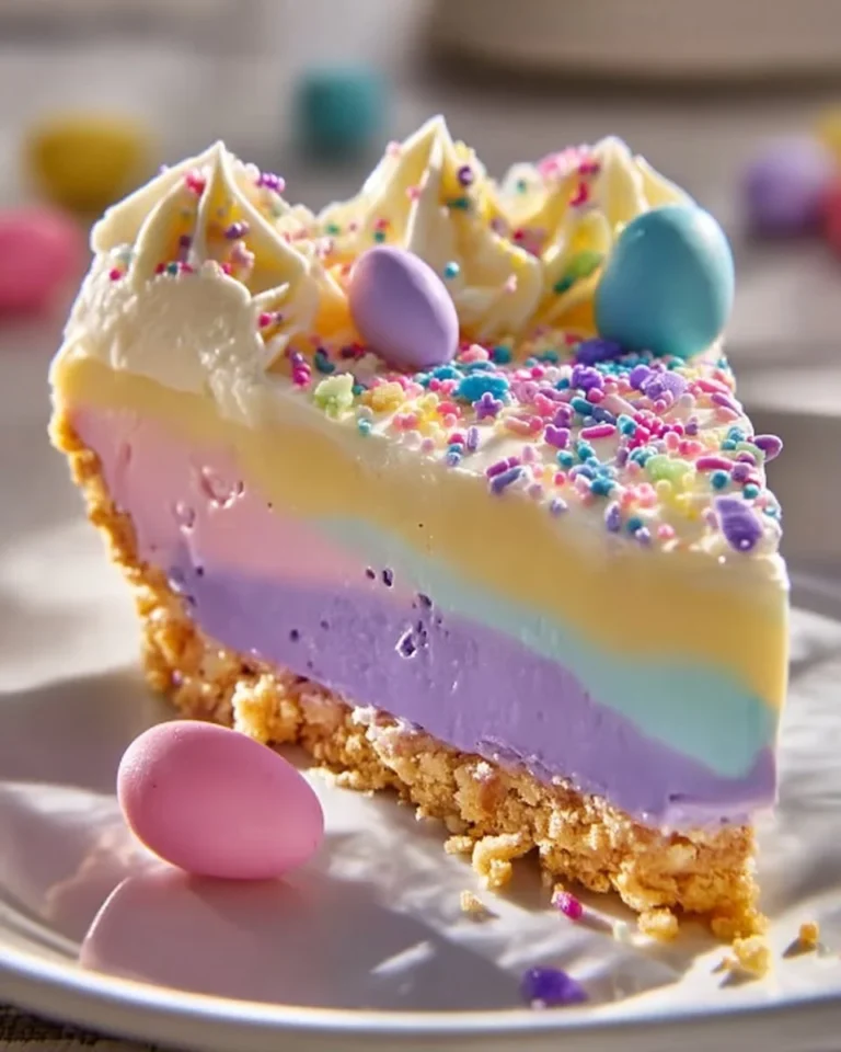 Colorful Easter Jell-O Pie with vibrant layers for festive celebrations