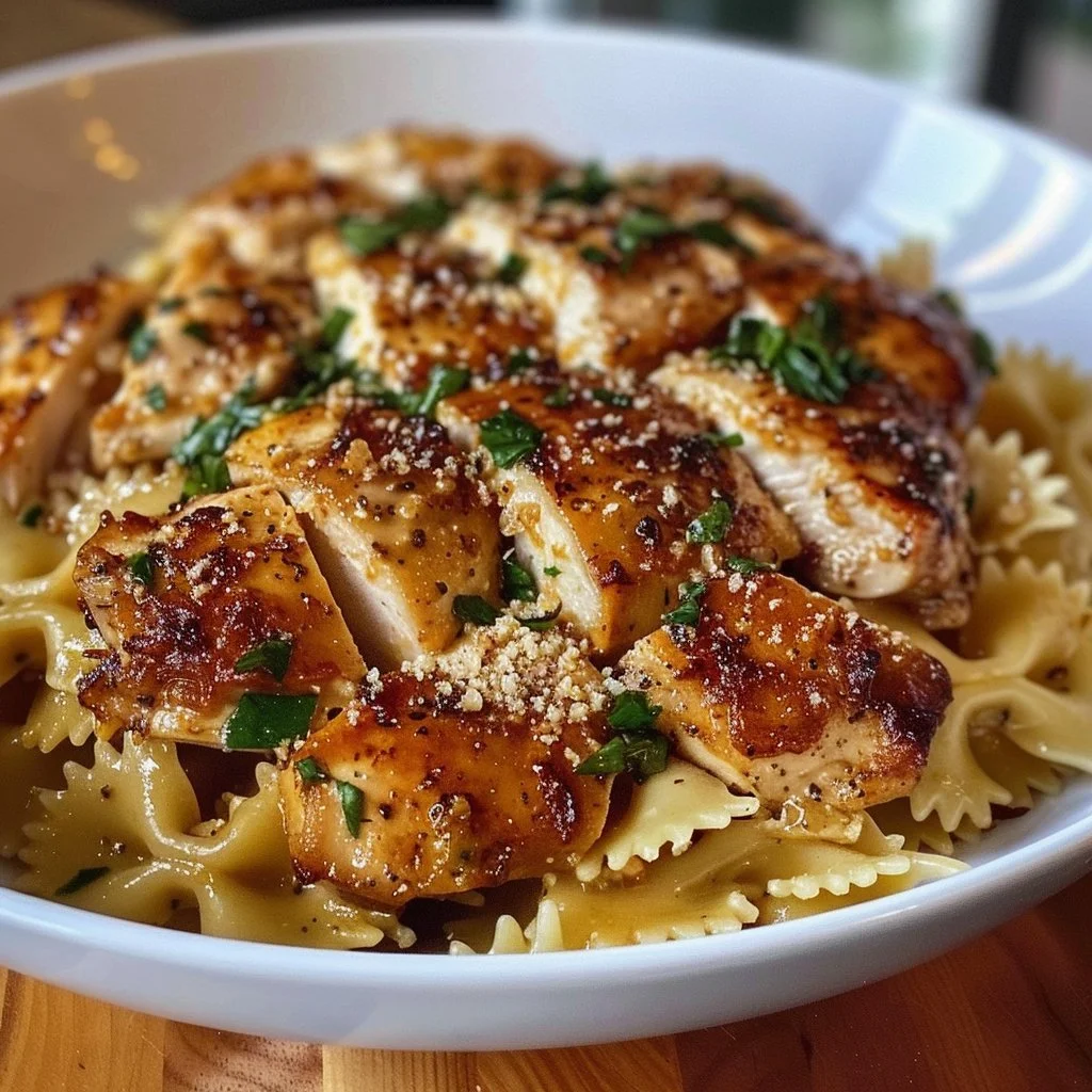 Garlic Butter Chicken with Bowtie Pasta