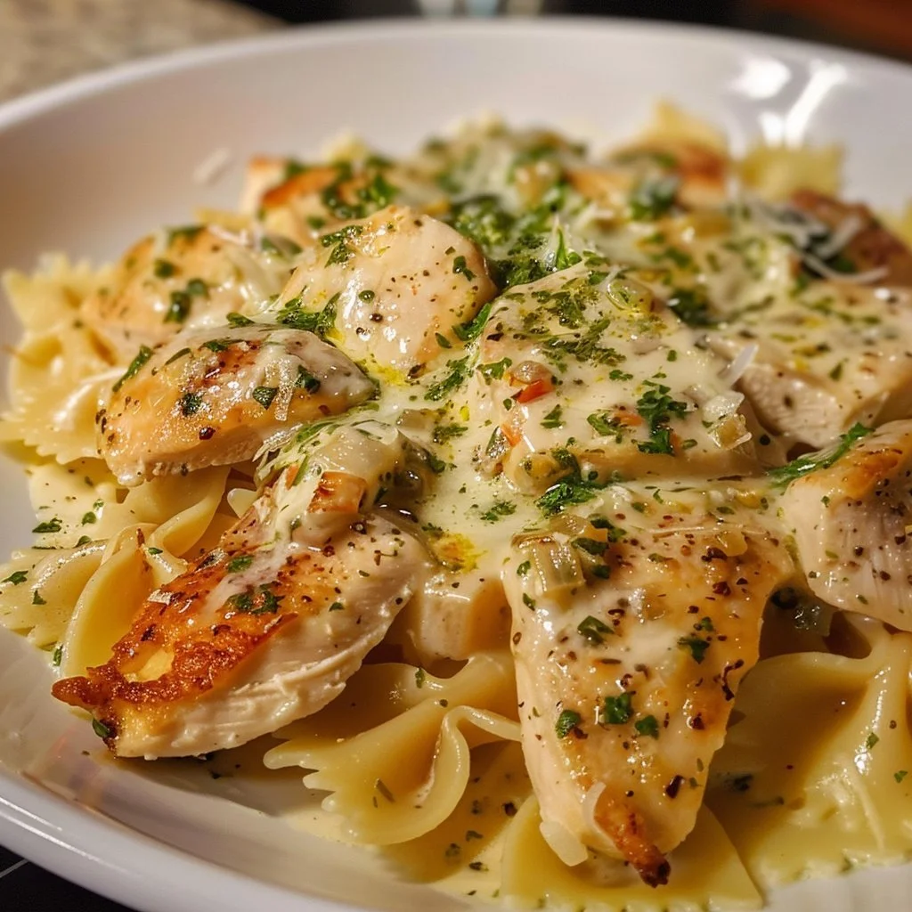 Delicious Mozzarella Garlic Butter Chicken garnished with herbs