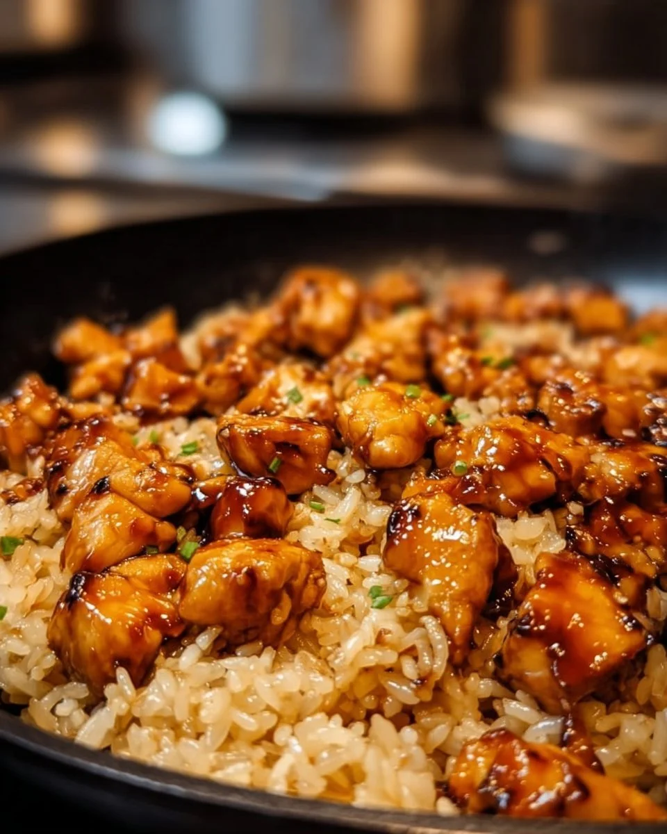 One-Pan Bold Honey BBQ Chicken Rice dish featuring tender chicken and rice