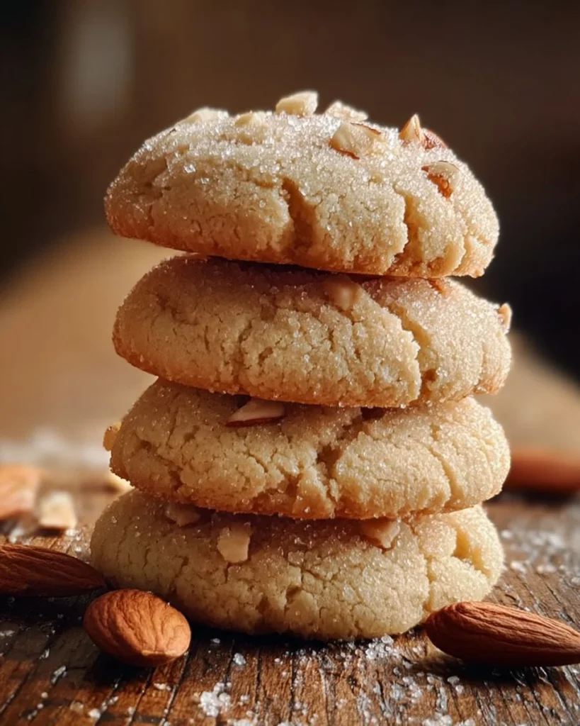 Delicious soft almond cream cookies on a plate