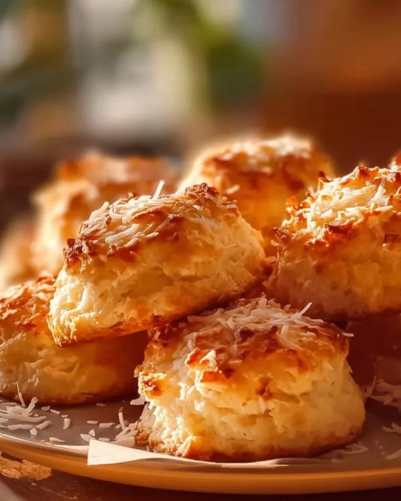 Soft and buttery milky coconut biscuits on a plate, perfect for snacking