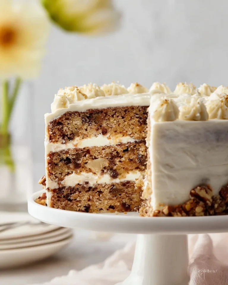 Delicious Banana Pineapple Cake with Cream Cheese Frosting on a plate