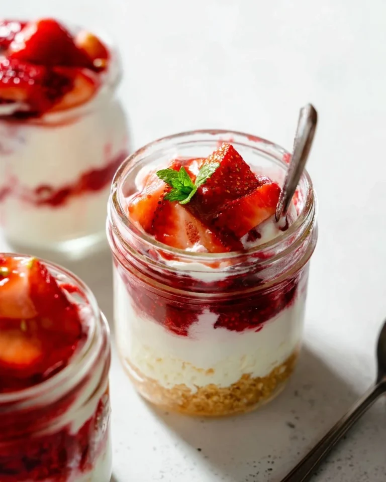 Delicious cheesecake jars served in clear glass containers