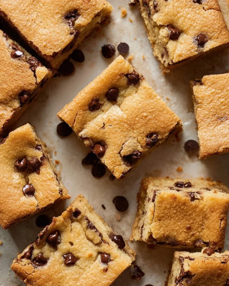 Delicious chocolate chip cookie bars baked to perfection