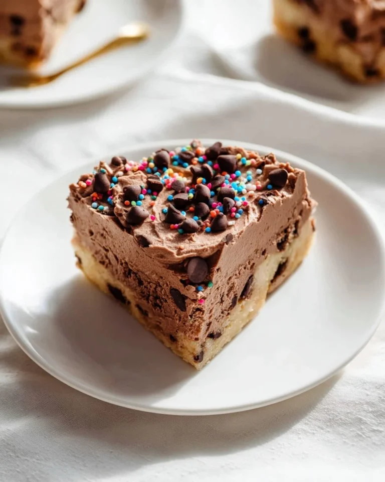Delicious Chocolate Chip Cookie Cake topped with chocolate chips and served on a platter.