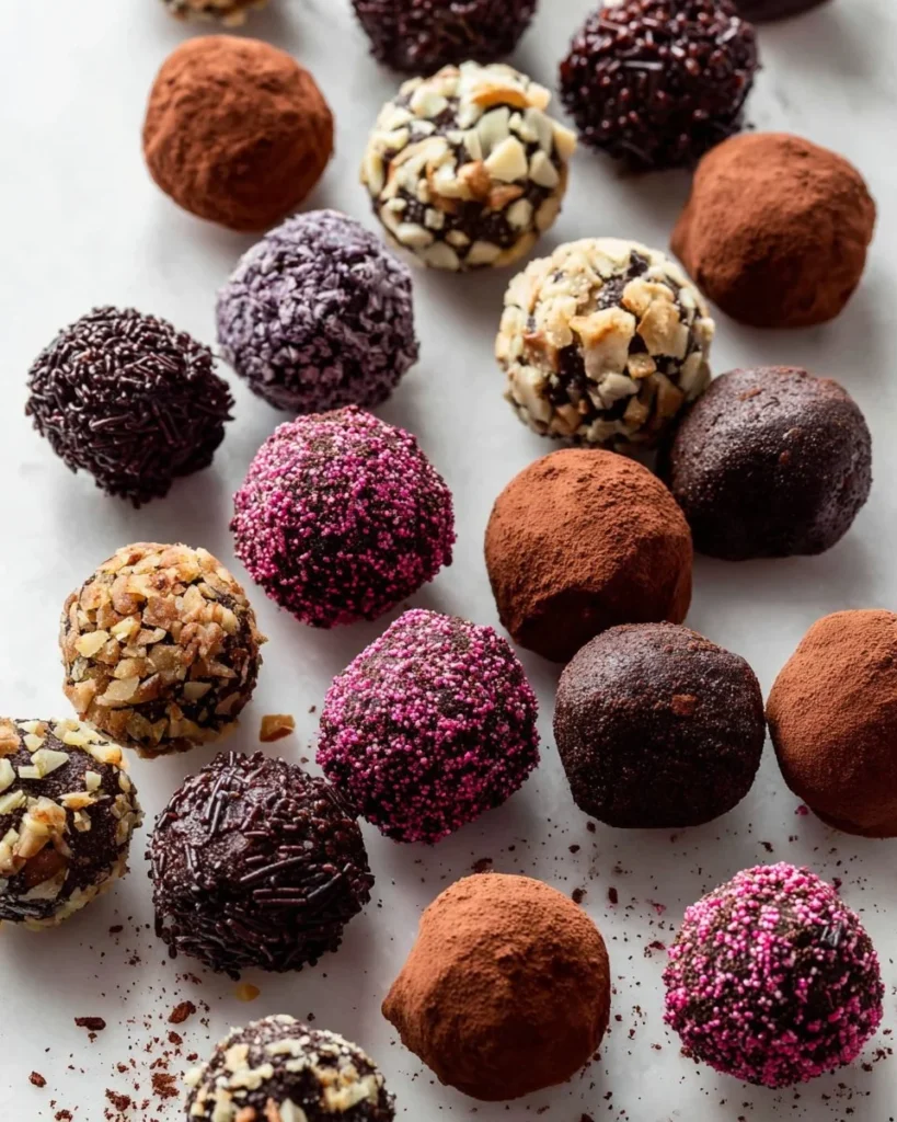 Delicious homemade chocolate truffles on a decorative plate
