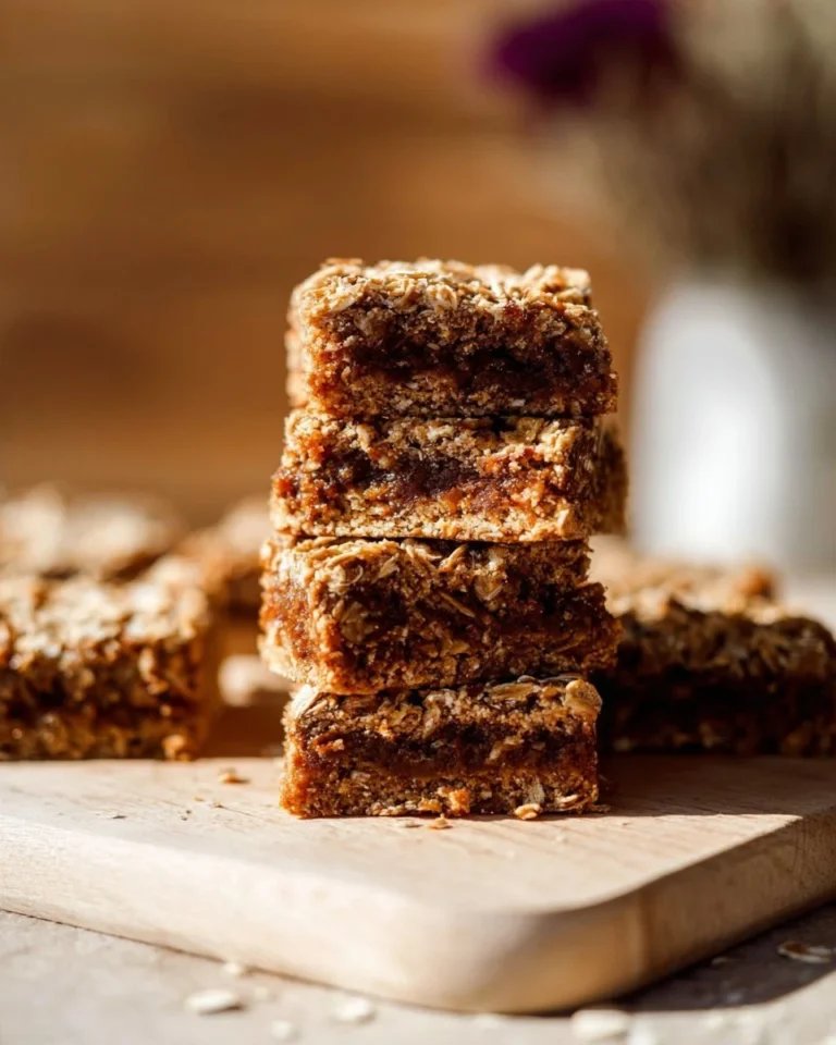 Healthy homemade Fig Oat Bars ready to be served as a snack