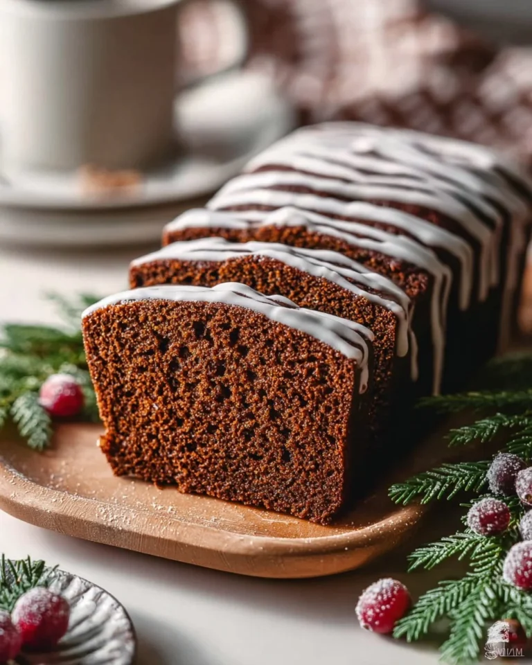 Delicious gingerbread loaf drizzled with orange icing