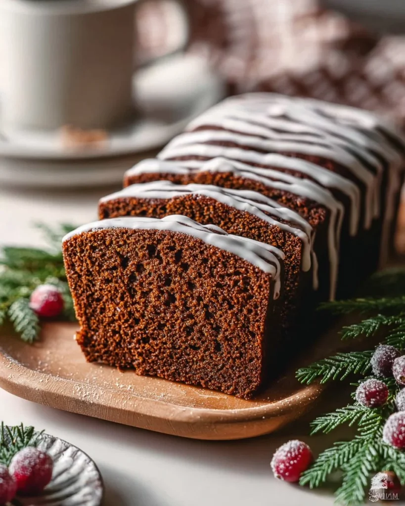 Delicious gingerbread loaf drizzled with orange icing