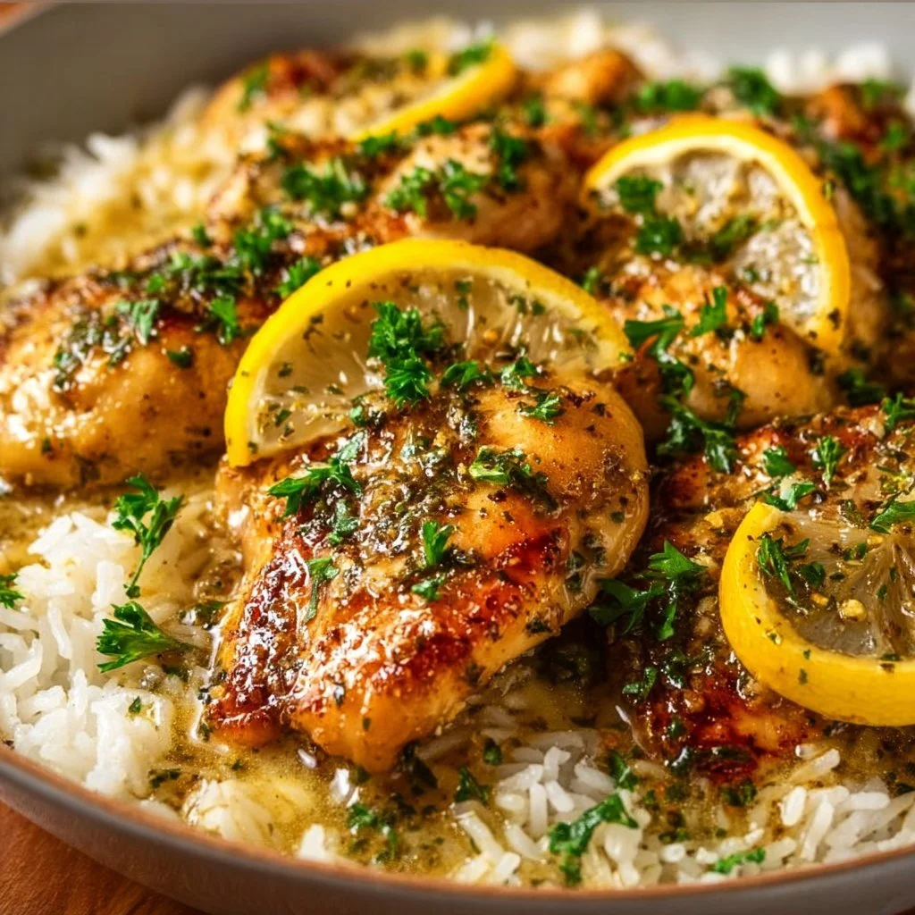 Lemon Garlic Butter Chicken Breasts with spices and herbs