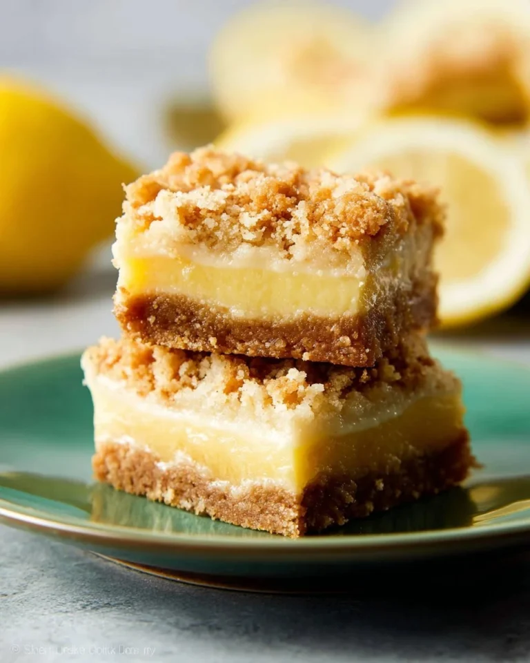 Delicious homemade Lemon Oat Bars on a wooden table