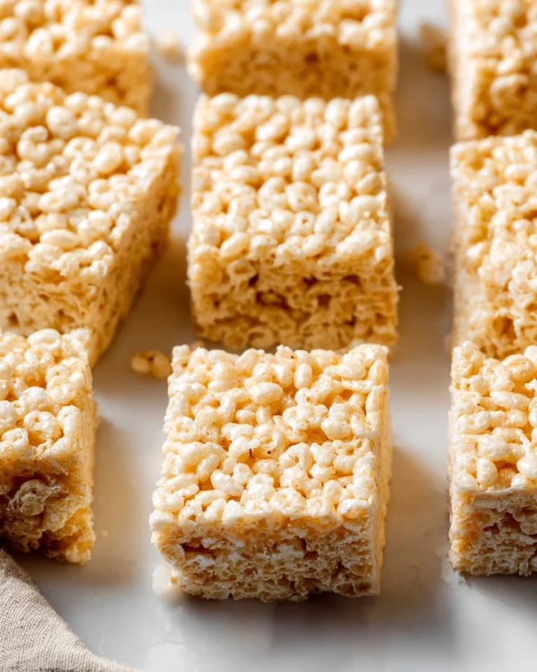 Delicious homemade Rice Krispie Treats with marshmallows and cereal