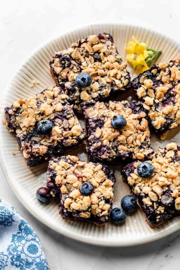Delicious blueberry pie bars with a crumbly crust and juicy blueberry filling