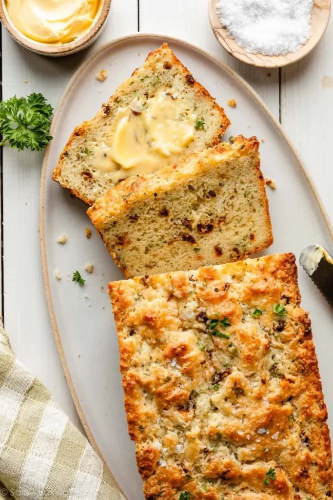 Savory cheese quick bread fresh out of the oven, perfect for any meal.