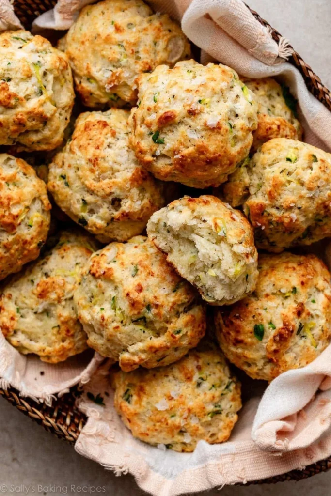 Parmesan herb zucchini biscuits fresh out of the oven